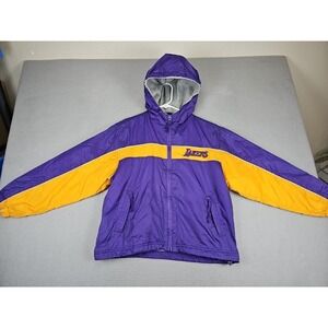 Vintage Reebok Los Angeles Lakers Kids Jacket Size Medium 10-12 Purple Hooded